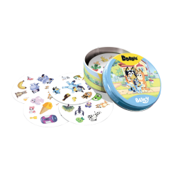 Componentes juego de mesa Dobble Bluey, juego familiar, para niños, juego ideal vacaciones