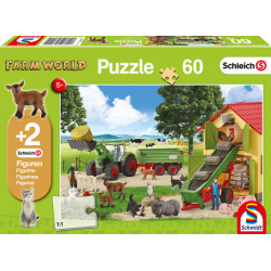 Puzzle Mundo Granja 60 piezas + 2 figuras Schleich