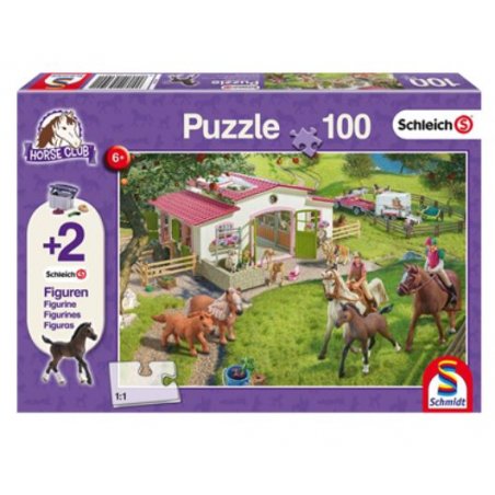 Puzzle 100 Piezas - Horse Club + 2 Figuras Schleich