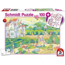 Puzzle 100 Piezas - Principes y Princesas en el Castillo + Sticker Brillante