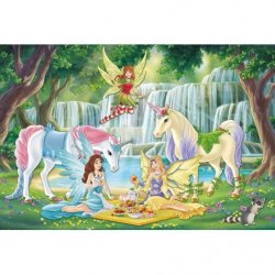 Componentes Puzzle 100 Piezas - Principes y Princesas en el Castillo + Sticker Brillante
