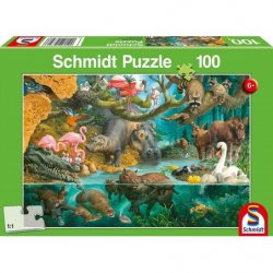 Puzzle 100 Piezas - Familia de Animales en la Orilla
