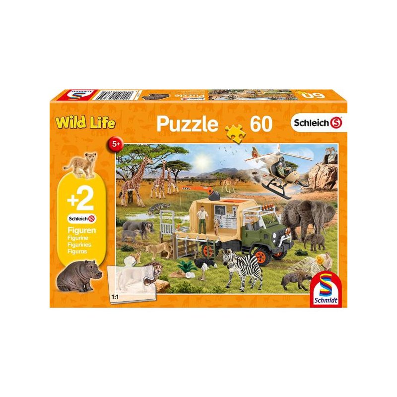 Puzzle Safari 60 Piezas + 2 Figuras Schleich