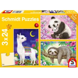 Puzzle 3 x 24 - Panda, Llama y Perezoso