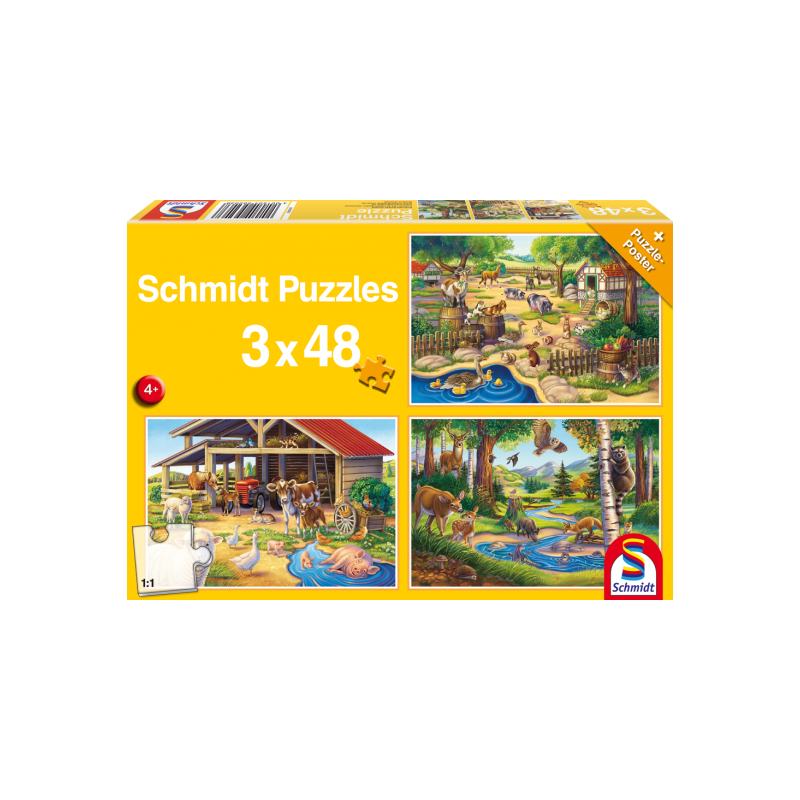 Puzzle 3 x 48 - Mis Animales Favoritos