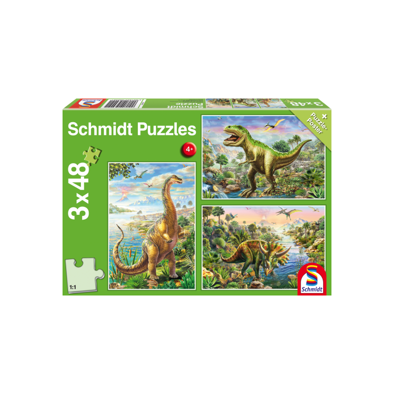 Puzzle 3 x 48 - Dinosaurios