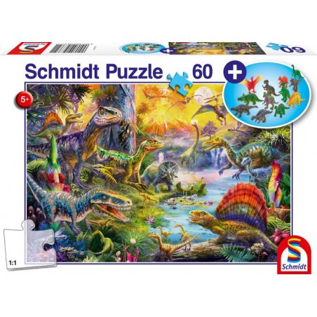 Puzzle 60 Piezas + 12 Figuras - Dinosaurios
