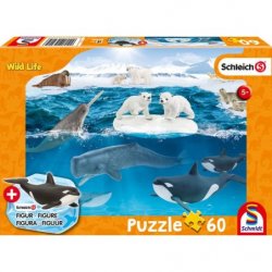 Puzzle 60 Piezas + 1 Figura Schleich - En el Ártico