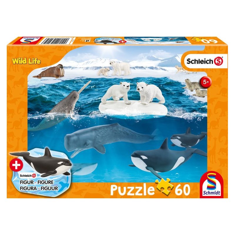 Puzzle 60 Piezas + 1 Figura Schleich - En el Ártico