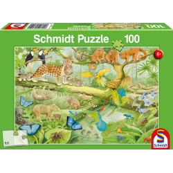 Puzzle 100 Piezas - Animales en La Selva Tropical