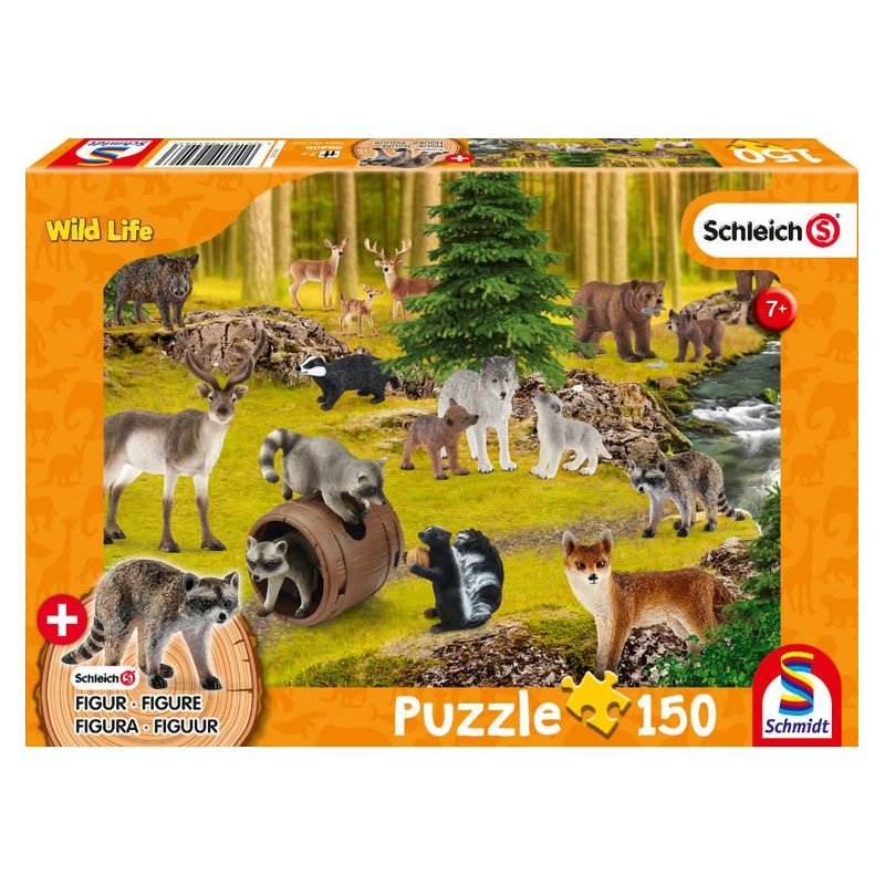 Puzzle 150 Piezas + 1 Figura Schlaich - Vida Salvaje Mapaches