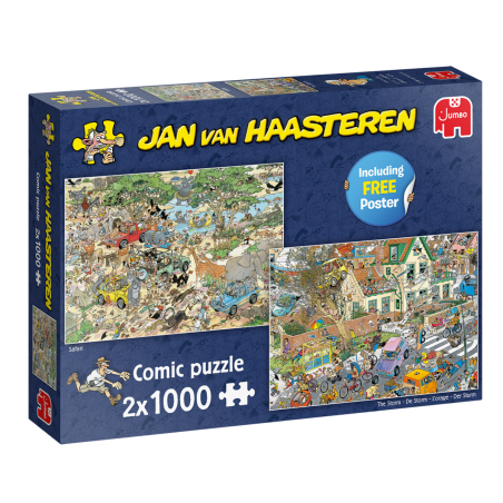 Puzzle Adultos  Jan Van Haasteren – Safari & Storm 2×1000 Piezas, puzzle comics