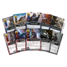 Cartas de Star Wars: The Deckbuilding Game. Se ven personajes de la guerra de las galaxias, como Darth Vader o Luke Skywalker