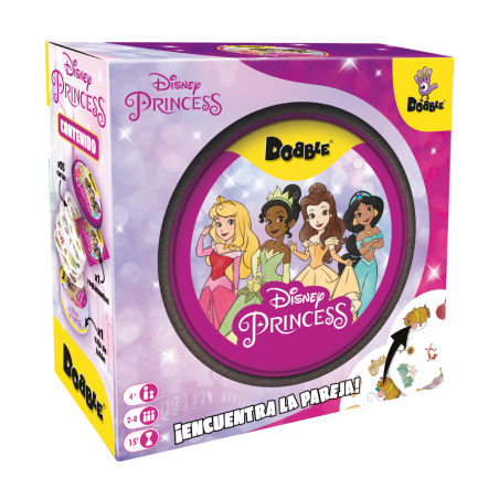 Caja Dobble Disney Princess de Asmodee, uno de los mejores juegos de mesa para niños ideal un regalo de cumpleaños