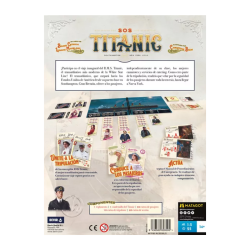 Reverso caja juego de mesa SOS Titanic un juego de cartas con resumen de instrucciones