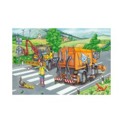 Puzzle para niños Schmidt Müllwagen, Abschleppauto und Kehrmaschine / barredora 24 piezas Rompecabezas infantil para 3 años