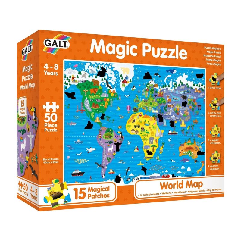 Puzzle Mágico Mapa del Mundo - World Map es un rompecabezas marca Galt par  niños de 4 años