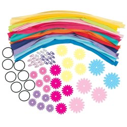 Contenido set de manualidades Brilliant Hair Bands Galt, actividades niños de 6 años, entretención