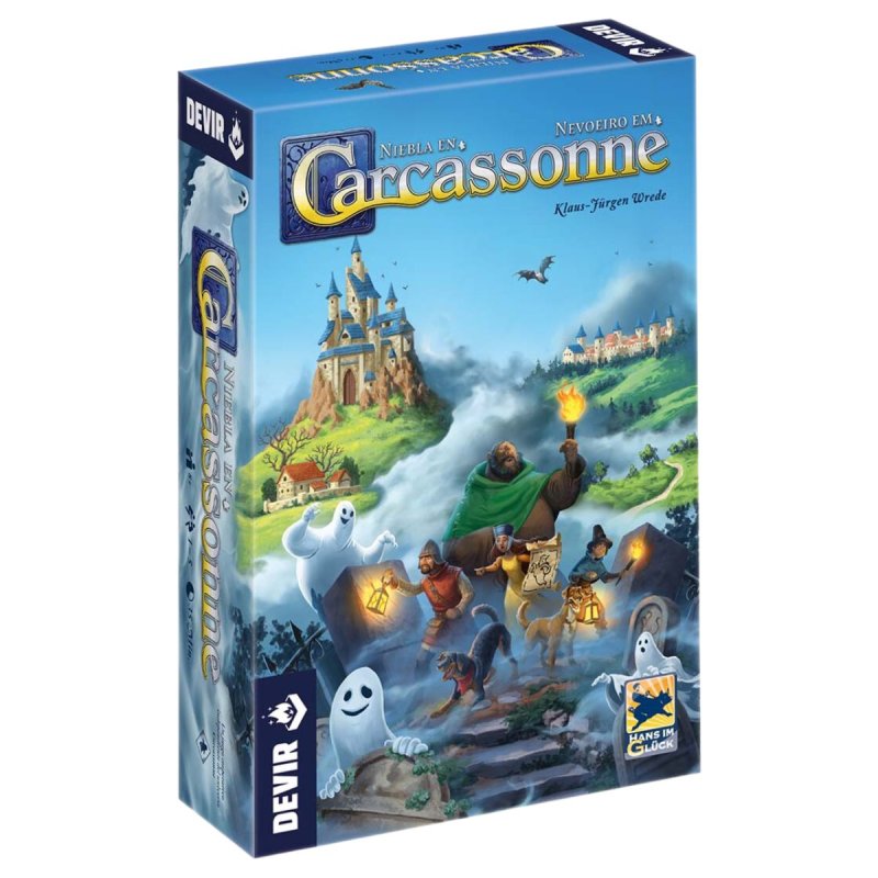 Caja  de juego de mesa Niebla en Carcassonne de Devir, estrategia y diversión en familia