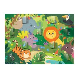 Puzzle Who's Hiding? Jungle Jamboree Galt armado, un rompecabeza de 20 piezas para niños de 2 años