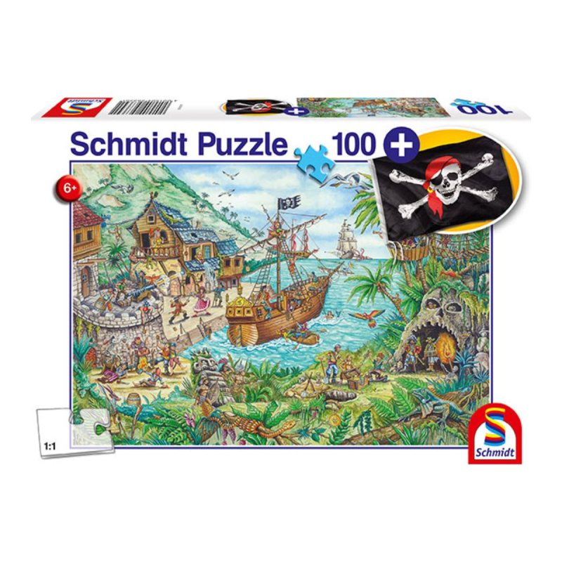 Puzzle 100 Piezas + Bandera - En La Bahía Pirata