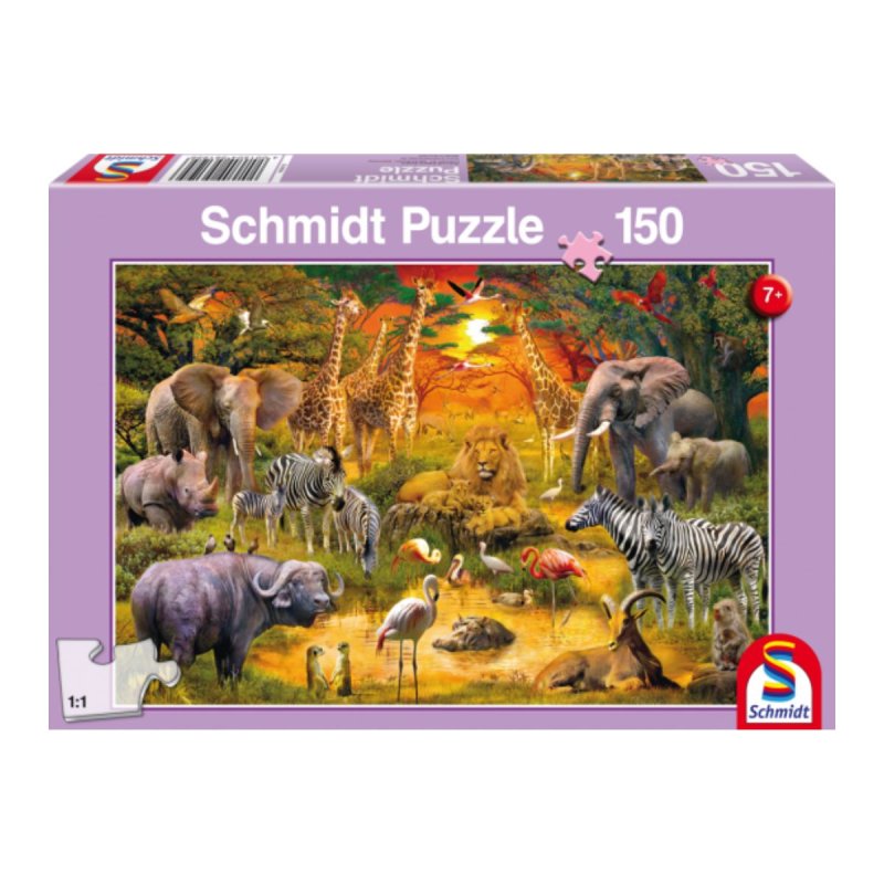 Puzzle para niños de 150 piezas Tiere in Afrika Marca Schmidt un rompecabezas para niños desde los 7 años