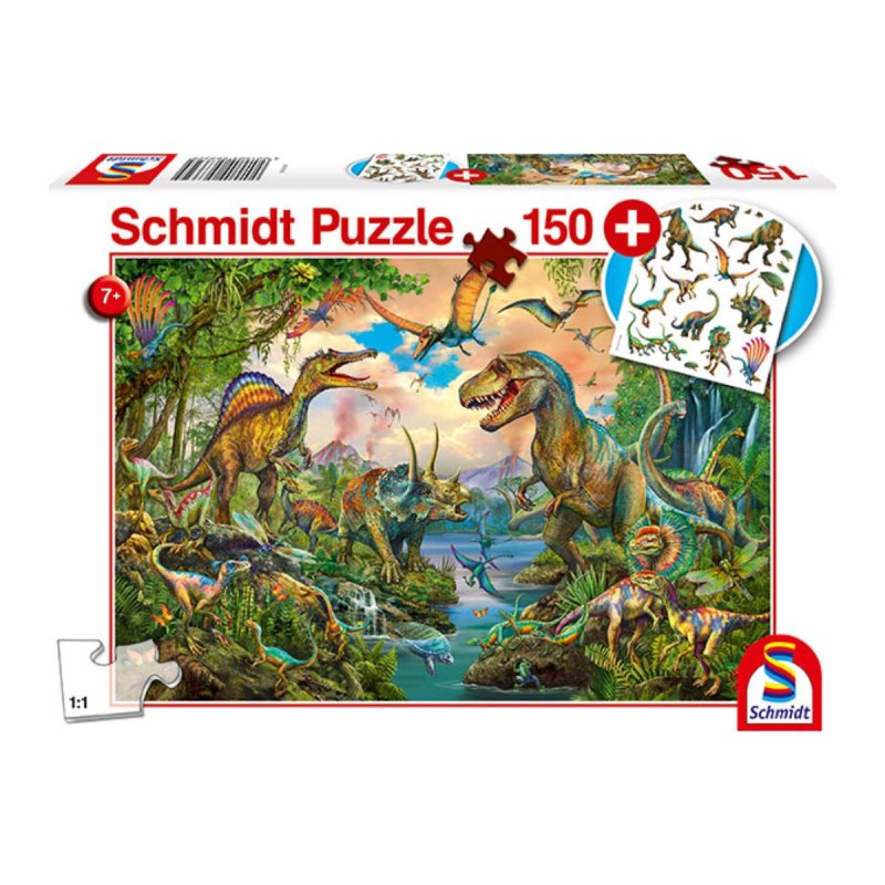 Puzzle 150 Piezas + Tatuajes - Dinos Salvajes