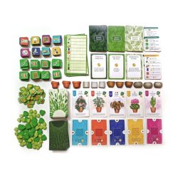 Componentes de juego de mesa Verdant de Maldito Games un juego de cartas y puzzle en solitario