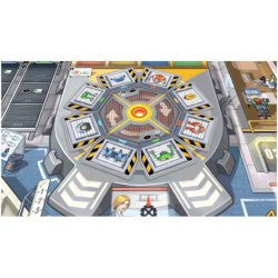 Tablero circular, y fichas de juego de tablero Bot Factory de Maldito Games un juego de estrategia para jugar en familia