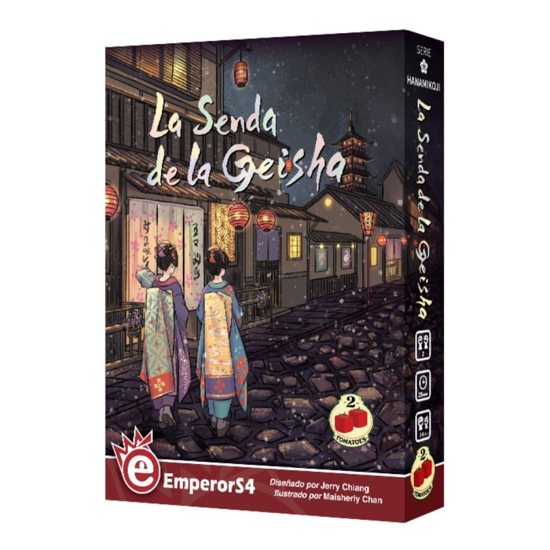 Caja del juego de cartas La Senda de la Geisha de Hanamikoji uno de los mejores juegos de dos. UN juego de mesa de estrategia.