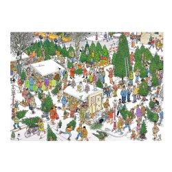 Puzzle 1000 piezas adultos,  Jan Van Haasteren – Christmas Dinner 2 x 1000 mercado de árboles navideños puzzles chile