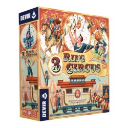 Juego de tablero 3 Ring Circus de Devir, un juego de estrategia con modo solitario en nuestra tienda de juegos de mesa