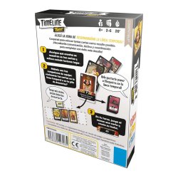 Reverso caja del Juego de mesa Timeline Twist un juego party como idea original de regalo de cumpleaños