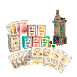 Cartas y componentes del Juego de Mesa El Grande, un juego de estrategia de Devir Chile para tus panoramas fin de semana