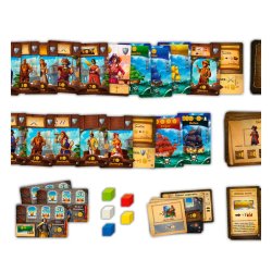 Componentes, cartas y fichas de juego de mesa Port Royal Big Box, juego familiar, juego clásico, buena puntuación bgg