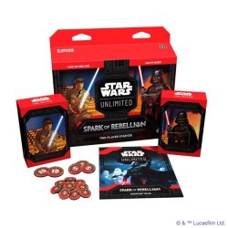 Componentes starter kit juego TCG Star Wars Unlimited Spark of Rebellion, juego de cartas coleccionables, idea regalo hombre