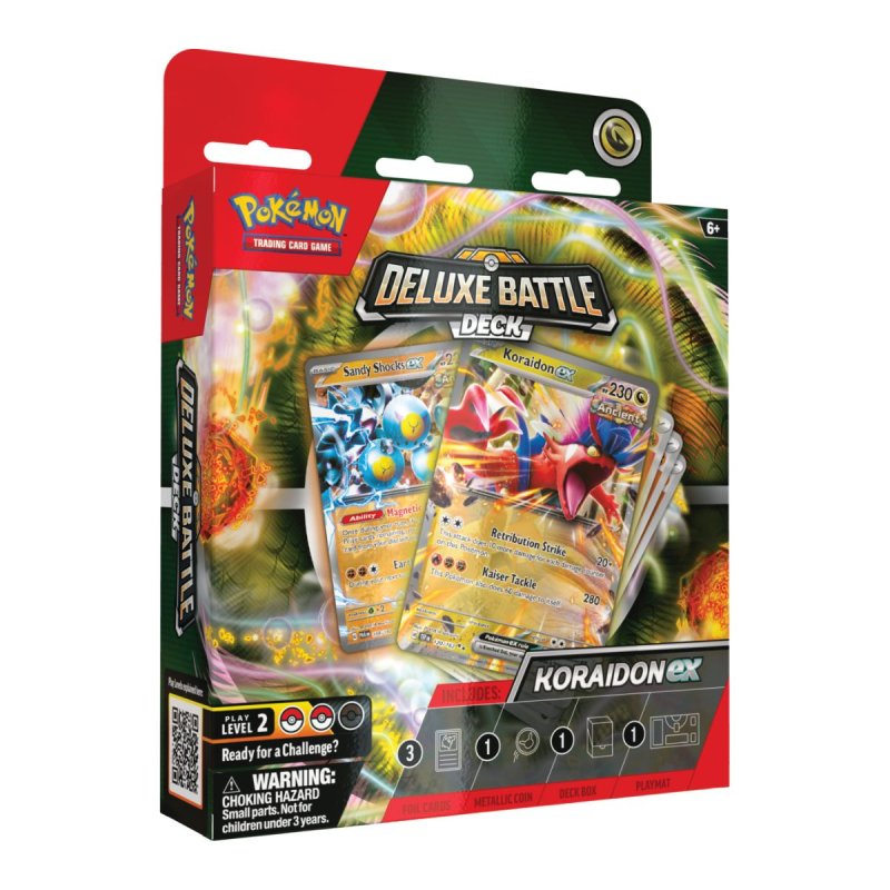 Baraja Combate Deluxe Koraidon Ex de Pokémon por Asmodee Chile en tienda juegos de mesa Aldea Juegos