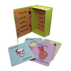 Componentes, cartas juego de mesa Tulio Lulo Lana Tarro Patana 31 Minutos, juego de rapidez familiar ideal para niños