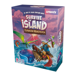 Portada juego de mesa Survive The Island Expansión Monstruosa por Asmodee Chile en tienda juegos de mesa Aldea Juegos